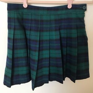 Forever 21 Green + Blue Pleated Plaid Mini Skirt